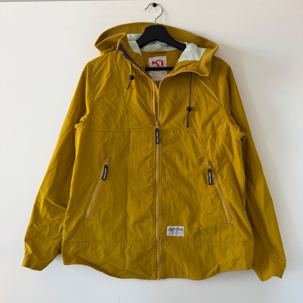 Kari Traa Womens Mustard Yellow Hooded Full Zip Windbreaker Jacket Size M